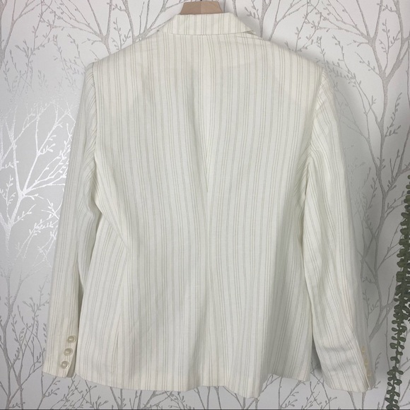 EVAN-PICONE Linen Blend Green Cream Stripe Blazer 1-button Closure 12 - Picture 2 of 11